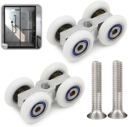 JRYXDS Paquete De 2 Rodillos Para Puerta De Ducha Con Tornillo M6 Ruedas Deslizantes De Vidrio, Anti-Óxido Rodamientos Mampara Ducha, Mamparas De Baño, Para Puerta, Ventana, Ducha, Etc