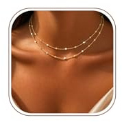 BERISO 14K Gold Plated Necklaces for Women Dainty Choker Necklace Simple Trendy Cute Layered Charm Chain Jewelry for Gifts