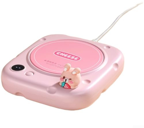 Koppvärmare elektrisk dryckesvärmare LED-skärm 45–55 °C automatisk avstängning för te kaffemuggar (rosa)