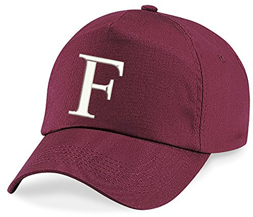 4sold Unisex, pojkar, mössa med knytband, babymössa, pojkmössa, småbarnsmössa, flicka, barnhatt, barnmössa, alfabet, A-Z, burgunder, F, En Storlek