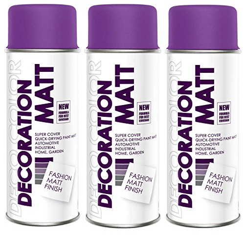 Deco Color 3er Sparpack DC Lackspray matt 400ml nach RAL freie Farbauswahl (3 Dosen in violett MATT RAL 4005)