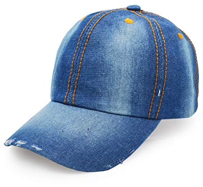 UltraKey Jeansbaseballmütze, Unisex Sport Casual Damen Herren Sonnenhut Outdoor Cowboyhut Shabby Design Blau