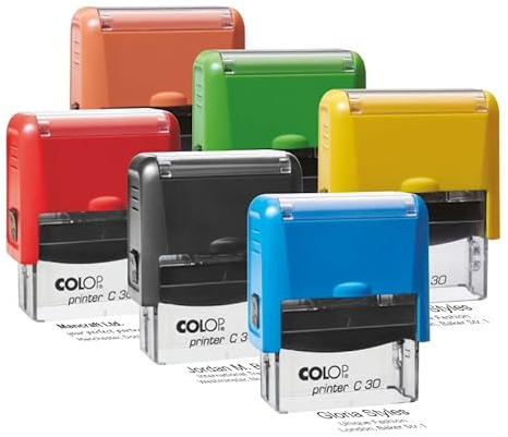 Stempel Printer Compact Pro 30 | mit individueller Textplatte/Logo | Textstempel Adressstempel Firmenstempel Namensstempel | 47 x 18 mm - 5 Zeilen