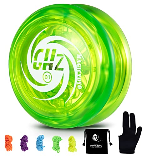 MAGICYOYO Responsive Yoyo D1 GHZ, Professionelle Looping JoJo für Kinder Jo-jo für Anfänger mit 6 Yoyo-Saiten, Yo Yo Handschuh, Tasche (Green)