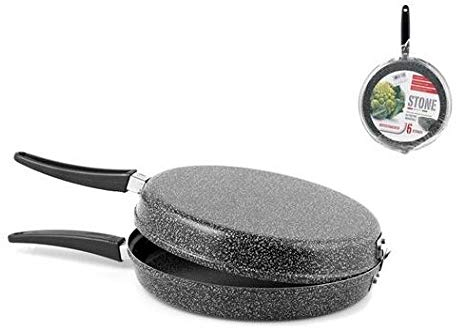 B-BLACK Padella Gira FRITTATA Doppia Padella per Cottura Omelette FRITTATE Antiaderente