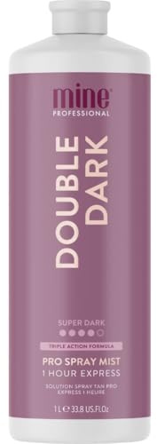 MineTan Spray Tan Solution | Double Dark - Fake Tanning Mist Best for Deep Bronzed Glow Skin Finish, Fast Drying, 1 Hour Express, Hydrating, Salon Professional Formula, Vegan, 33.8 Fl Oz