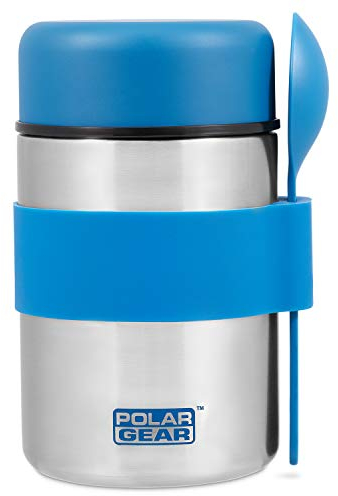 Polar Gear Insulated Food Flasks For Hot Food – Triple Layer Stainless Steel Hot Food Flask With Spoon – Keep Meals & Drinks Hot for 6 Hours & Cold for 6 Hours – Soup Flask For Work, School - Blue