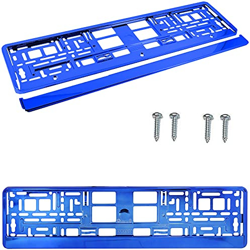 PAIR (2PCS) SUPER BLUE GLOSS Car Registration License Number Plate Surround Holder Frame Surround