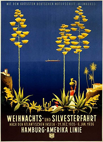 Feeling at home KUNSTDRUCK auf MATTE PAPIER 220gr Hamburg-Amerika Linie Anton Ottomar - Meer vertikale Poster Boote und Schiffe Transport Bild auf Papier cm_127_X_92