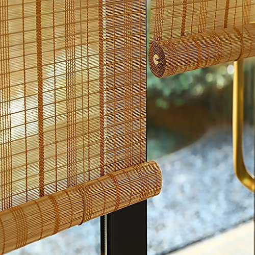 HFDASUENT Natural Bamboo Roll Up Blinds,40% Shading Rate Roller Blinds Roman Shade Blinds Window,Roller Shade Indoor Outdoors for Kitchen Living Room Office Hallway,Customizable (W60xH60cm/W24xH24in)