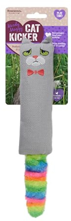 Rosewood Jouet pour Chat Cat Kicker avec Herbe à Chat Coussin en Peluche Jouet Chat avec Bruit Froissé et Queue pour Chats et Chatons pour Donner des Coups Saisir Jouer 9 x 50 cm