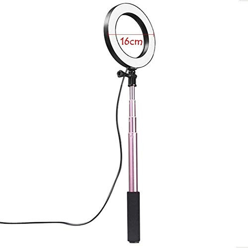 HMTE Luce anulare Live Fill Light, Staffa per Cellulare, Luce anulare LED, Selfie, Ancora, Treppiede, Luce Live (Rosa, 1,2 m) (Rosa 1,6 m)