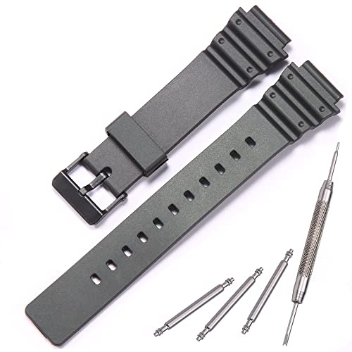 MCXGL Resin Strap Compatible with Casio MRW-200H Watch Band Men's Women's Replacement Black Rubber Wristwatch Bracelet