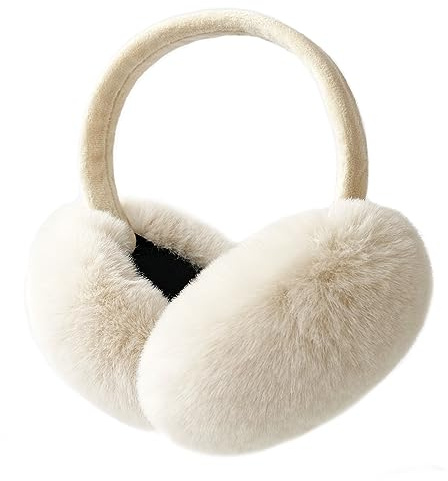 LCXSHYE Winter Ear muffs Faux Fur Warm Earmuffs Cute Foldable Outdoor Ear Warmers For Women Girls (Light Khaki)