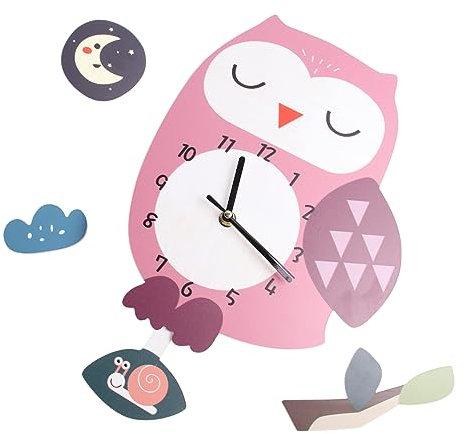 Warmhm Wanduhr Mit Cartoon-Motiven Eulenförmige Uhr Zum Aufhängen Wanddekoration Für Kindergarten Klassenzimmer Und Zuhause Aus Strapazierfähigem Material
