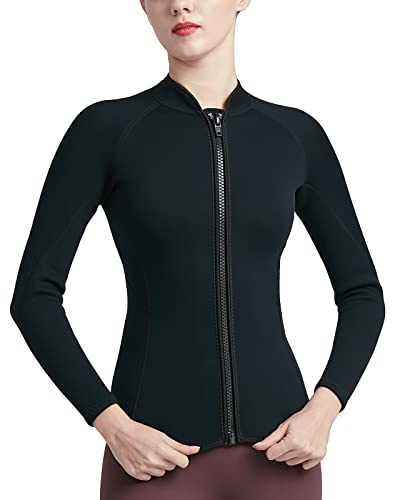 TBLUITE Chaqueta de neopreno para mujer, 2 mm, para mantener el calor, natación, esnórquel, buceo, surf en agua fría