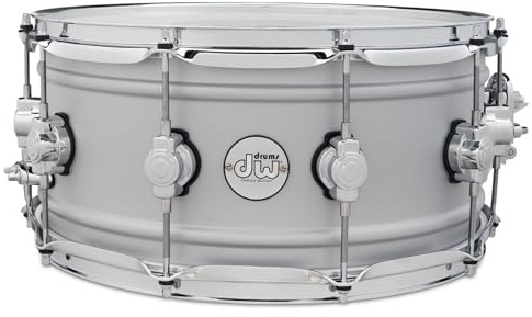 DW Design Series Aluminum Snare Drum - 6.5x14, Matte Aluminum