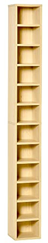HOMCOM Scaffale Porta CD a 12 Ripiani per 204 CD, Libreria Porta CD, Videogames, Blu-ray in MDF e Truciolato, 21x20x175 cm, Color Legno