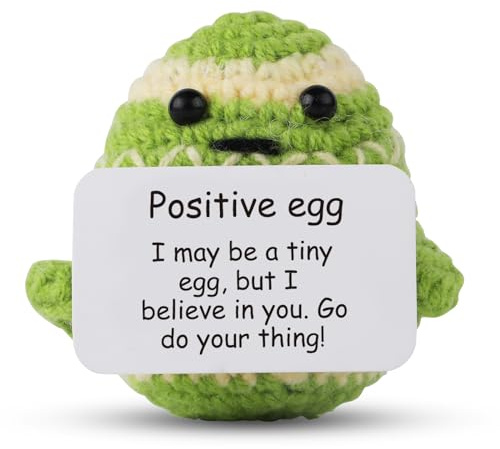 XIHIRCD Lustiges Positives Kartoffel-Ei, Süßes Gestricktes Ei zur Emotionalen Unterstützung mit Ermutigungskarte Positive Häkelei Puppe für Ostern Ermutigendes Geschenk Party Dekoration