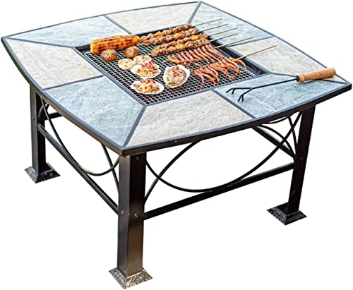 TEmkin Barbecue Brazier Outdoor Grill Tisch Feuerstelle Garten Terrasse BBQ Tisch Holzkohle Outdoor Grill Haushalt mit Netzabdeckung Heizung Holzkohle Brazier, Eisgrube 83 x 83 x 48 cm