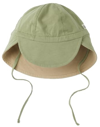 Cloby CBY-UVH1-OLSB Sonnenhut mit Nackenschutz - wendbar - UV-Schutz (UPF 50+) Olive/Sandy Beach beige (Gr. 0-6 Monate)