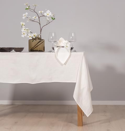 100% Leinen Tischdecke – Stonewashed, leichte & Pflegeleichte Stofftischdecke (ca. 180 g/m²) für Küchentisch, Esstisch, Hochzeit oder Garten