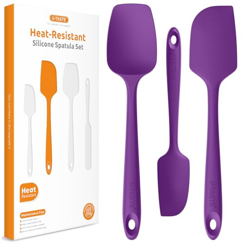 U-Taste Silikonverktyg Set om 3: 315℃ Värmebeständig, Flexibelt Gummi utan BPA Köksspatel, Skrubbare för Non-Stick Pannor för Matlagning Blandning (Lila)