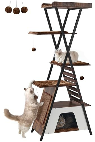 FourFurPets 72.4 Modern Cat Tree for Indoor Cats, Multi-Level Cat Condo