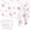FVEOCR Mantel de Mesa de Navidad con Copo de Nieve Rosa, 4 Unidades, Copo de Nieve, Mantel de Navidad, decoración de Mesa, Vacaciones de Invierno, Suministros de Fiesta, 51 x 86 Pulgadas