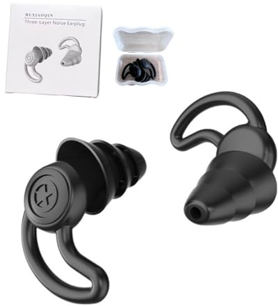 HTWODE Quiet 2 Ohrstöpsel, Ultrabequeme-40 dB-wiederverwendbare, geräuschreduzierende Ohrstöpsel für Schlaf, Konzentration, Reisen, Geräuschempfindlichkeit (Schwarz, erwachsene)