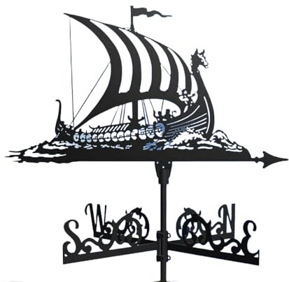 Exquisite Metall-Wetterfahne, Ornament, Segelboot, Wetterfahne, Segelschiff, Metall-Wetterfahne mit Windrichtungsanzeige, Metallhalterung, Wetterfahne, Windfahne, Garten, Hofdekoration