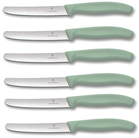 Victorinox | Coltello da tavola Swiss Classic | 6 pezzi | verde chiaro | Swiss Made | ideale anche come coltello da colazione