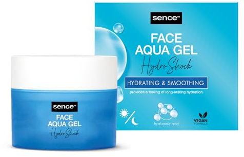 Sence Hydro Shock Aqua Gel 2 in 1 crema giorno e crema da notte, crema viso con acido ialuronico e glicerina, Vegan Beauty Face Care, Cura della pelle del viso Hyaluron, confezione da 1 (1 x 50 ml)