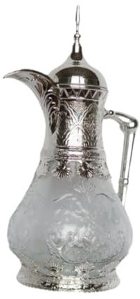 perfk Isolierte Kaffeekanne, arabische Thermokaffeekanne, Haushaltswasserkanne, tragbarer Kaffeekessel, 1,6 l, Teekanne, Saftkessel, Silber