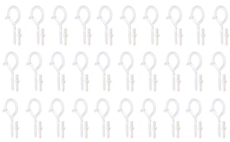 Kellegour 30 Stück Schraubhaken,Schraubhaken Edelstahl Weiß,Haken Zum Schrauben mit Sicherung,Deckenhaken,Beschichtet Mehrzweckhaken für Pflanzen,Blumentöpfe,Dekorative Lichter,Hängematten,Tassen