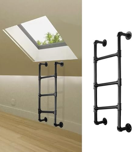 Scala a 3 Gradini per Letti a Castello, Pozzi di Finestra del Seminterrato e Soffitte, Scala di Emergenza in Metallo Nero, Capacità di Carico 150kg, 100cm, Ideale per Casa, Dormitorio, Terrazza