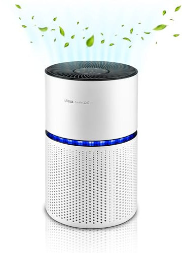 Ufesa Comfort Air 2200 Purificador de Aire con Filtro HEPA de 3 Capas y Tasa de Purificación del Aire CADR 220m³/h, Cobertura ≤90 m², 4 Velocidades, Silencioso ≤55dB, Temporizador 5-24h, Blanco