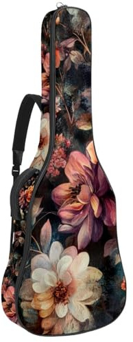 Gitarrentasche in voller Größe, 101,6 cm, 104,4 cm, 106,7 cm, Tragetasche für E-Bass, klassische Gitarre, abstraktes Kunstblumen-Design, Multicolor 08, 42.9x16.9x4.7 in, Lässiger Tagesrucksack