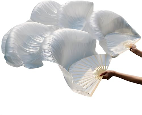 EHRBGK 1 Paar Seidenfächer Zum Tanz Fächerschleier Bauchtanz 1.8m Bauchtanz Seide Fan Lang Tanzfächer Fächer Bauchtanz Seidenfächer Bambus Fan für Bauch Nationaltanz