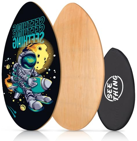 seething Skimboard aus Holz mit Hochglanzbeschichtung, 89,9 cm, für Anfänger, Kinder, Jugendliche, Erwachsene und alle Skimming(Spaceman)