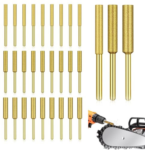 30 Pièces Affûteuse De Tronçonneuse Haute Dureté, Lime À Pierre Pour Scie À Chaîne, Diamant Affuteur Affuteuse De Chaine Tronçonneuse, 3 Tailles Différentes, Adapté À L'Affûtage Des Chaînes