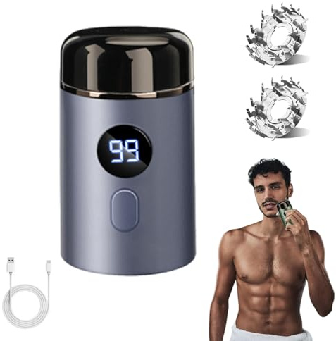 Easy Trim Pro, Easy Trim Rasoio, Mini Rasoio Elettrico per Intimo Uomo, Waterproof Electric Razor Shavers for Intimate Are, Beard Trimmer Uso Asciutto E Bagnato, Con Display LED (Blu)