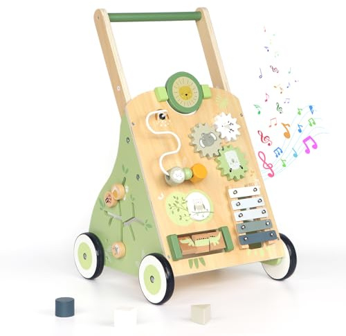 Nastopee Lauflernwagen Baby,Aus Holz,Mit Activity,Mit Montessori Spielzeug Multifunktion,9 In 1 Lauflernhilfe,Baby Walker Für Babys Ab 12 Monaten