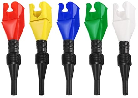 QUARKZMAN 5pcs Entonnoir Flexible A Clip, Outil De Vidange Plastique Universel Entonnoir Automobile Retractable Pour Voitures Et Motos, Bleu/Vert/Rouge/Jaune/Blanc