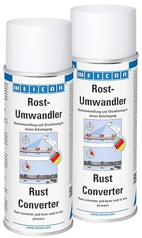 WEICON Rostumwandler 400 ml, Rostkonverter mit Grundierung, neutralisiert Rost und stoppt Korrosion 2er Set