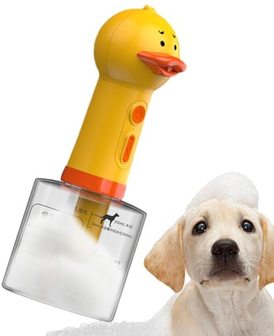 XIQIQI Automatic Dog Bath Sprayer 400ML Electric Dog Cleaning Foam Machine Electric Foaming Shampoo Dispenser Dogs Grooming Shampoo Dispenser Bear Shape with Brush Rechargeable Foam Sprayer for Pet