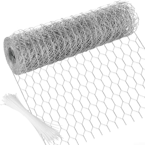 Grillage métallique hexagonal galvanisé, 35 cm x 10 m, diamètre du fil de 0,6 mm, clôture de jardin et volaille, résistant à la rouille, léger mais solide, utilisation en extérieur