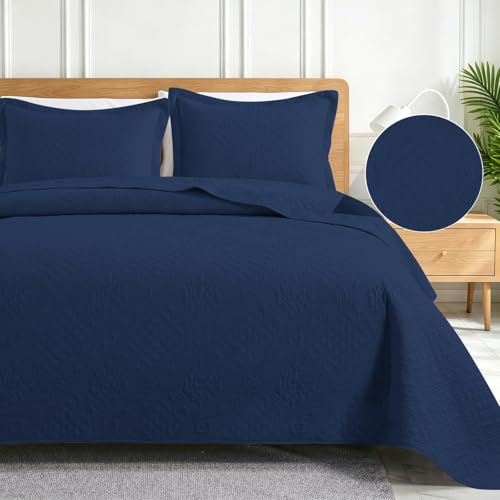 CYCMACO Gesteppt Tagesdecke 220x260cm, Einfarbig Steppdecke Doppelseitiges Design, Ultra Weiche, Multifunktionale Leichte Steppdecke, Alle Jahreszeiten, Pflegeleicht, Blau Berlin