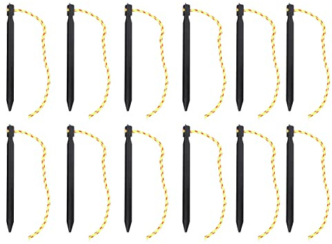 12 uds. de estacas para Tienda de campaña de aleación de Aluminio, estacas de Suelo livianas de Tres Bordes con Cuerdas de tracción para Mochilas, Camping, hamacas, toldos y Uso en