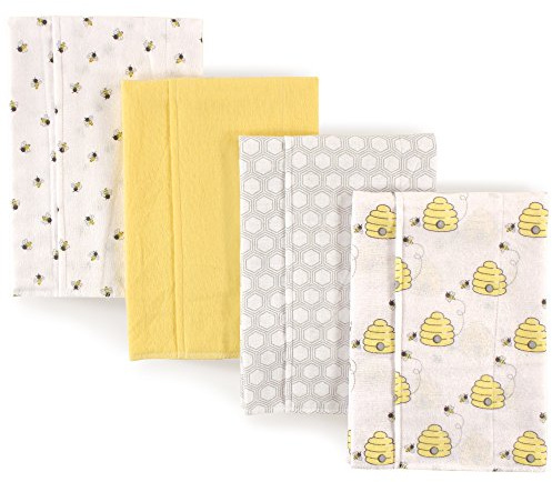 Hudson Baby Unisex Baby Cotton Flannel Burp Cloths, Bee, One Size